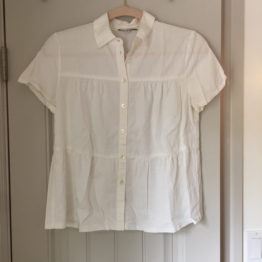 Madewell white ruffles button down